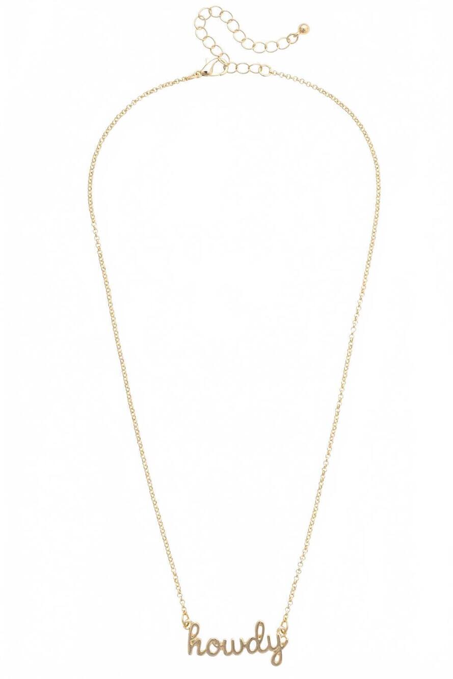 NEW CANVAS STYLE women's howdy cursive necklace in gold